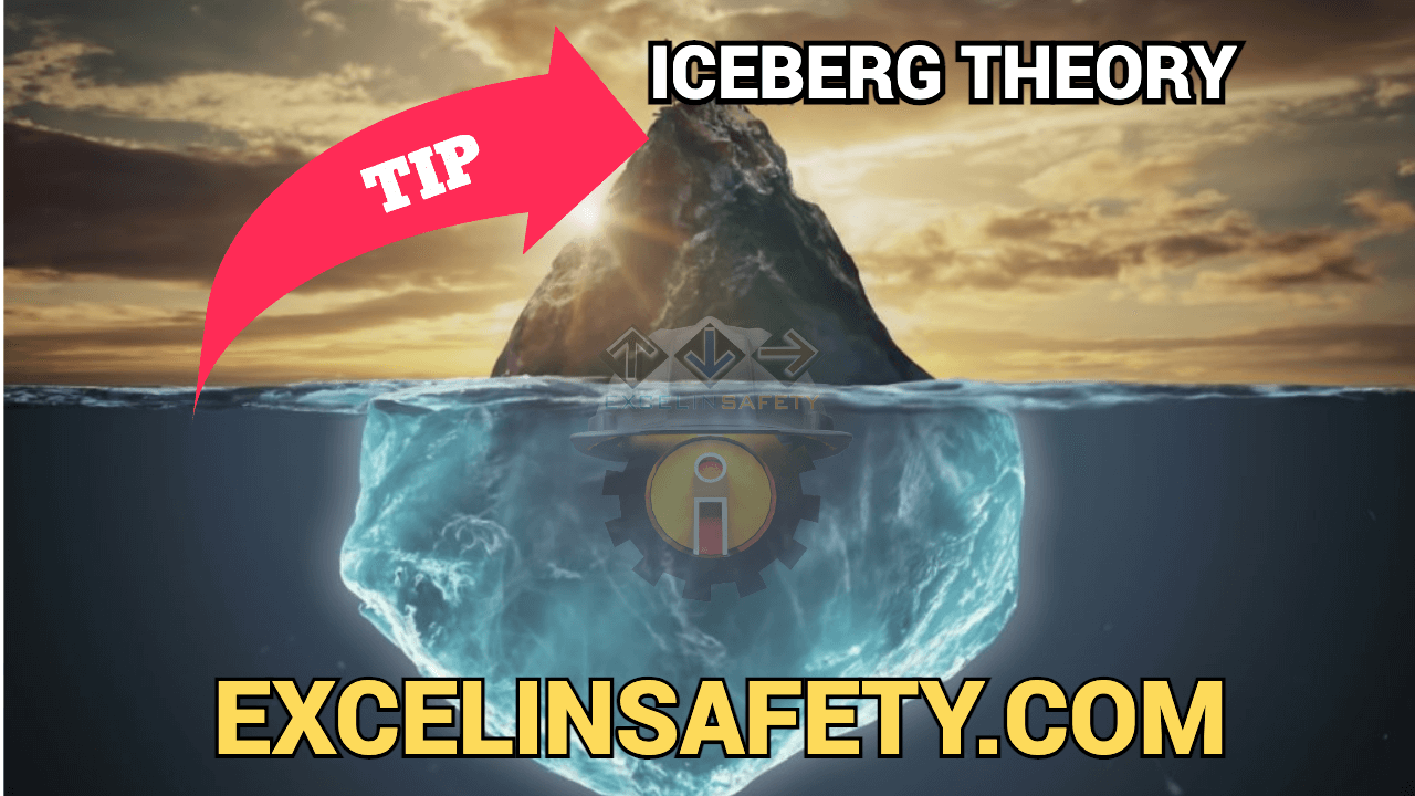 Iceberg in the ocean with arrow pointing on the tip